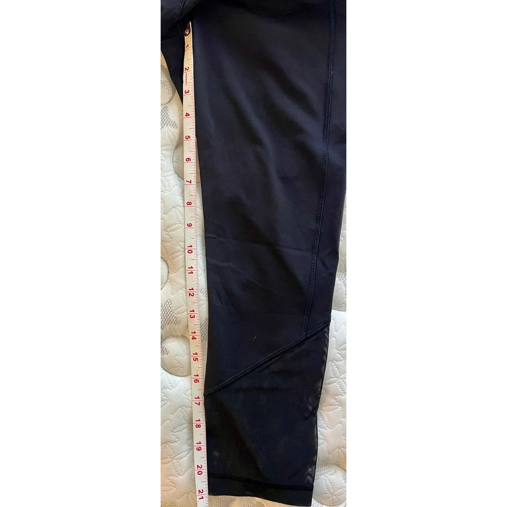Lululemon Leggings Womens 8 Black Cropped Mesh Panel Athletic Workout‎ Gym
